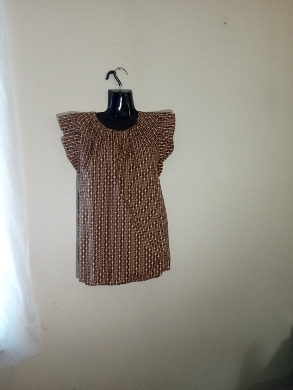 LOFT Brown Printed Flutter Sleeve Blouse